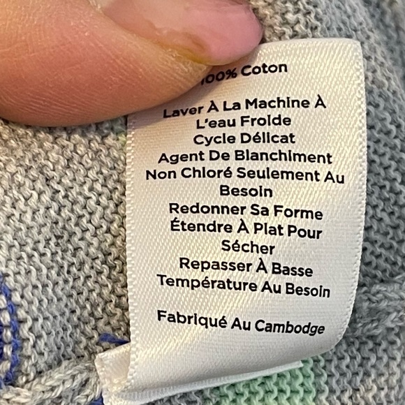 Talbots Textured Knit Rainbow Striped Button Sleeve Pullover Sweater size XL - Picture 9 of 11